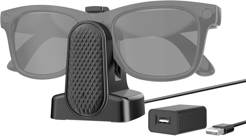 Sdfghj Portable Charging Stand for Ray-Ban Meta Smart Glasses, Charger Stand with 3.3 ft Charging Cable USB A Charger, Charging Dock Charger Station for Wayfarer, Headliner, Skyler, Oakley Meta HSTN (Black) - Image 1